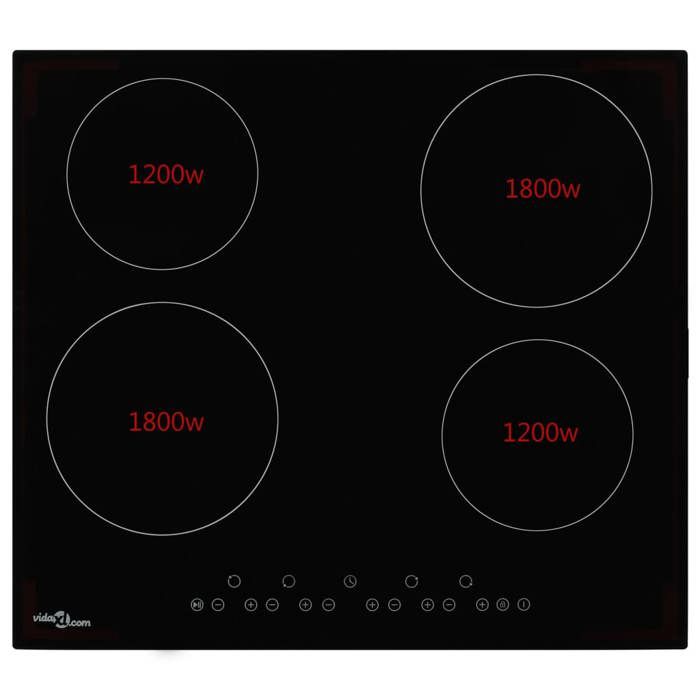 VidaXL Plaque de cuisson Céramique 4 brûleurs Contrôle tactile 6000 W 50784