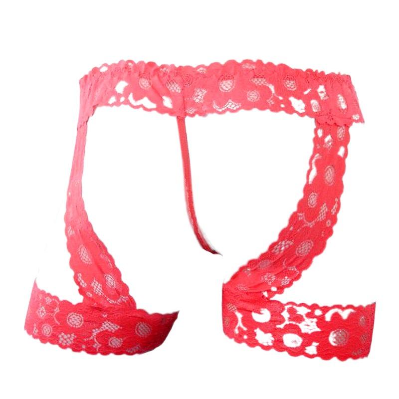 Men's sex underwear sexy transparent lace pocket flat foot leggings men's sex underwear