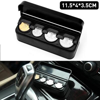 Pochette en Plastique Noir pour Pièces Euro de Voiture Conteneur d'Argent Organisateur Rangement Nettoyage Porte-Pièces Auto Boîte de Rangement Intérieure Porte-Monnaie