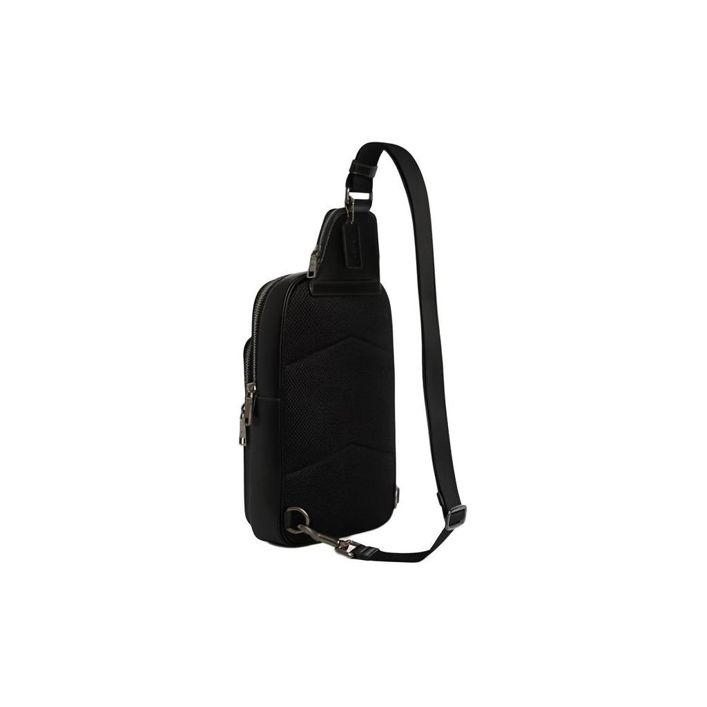 Coach Ethan 21 Brand Letter Logo Zipper Closure Adjustable Shoulder Strap Smooth Calfskin Crossbody Bag Small Men Crossbody Bag Black CO994-QBBK