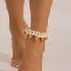 Holiday Wind Beach Imitation Pearl Anklet Women'S Simple Double-Layer Ccb Round Beaded Anklet Foot Decoration