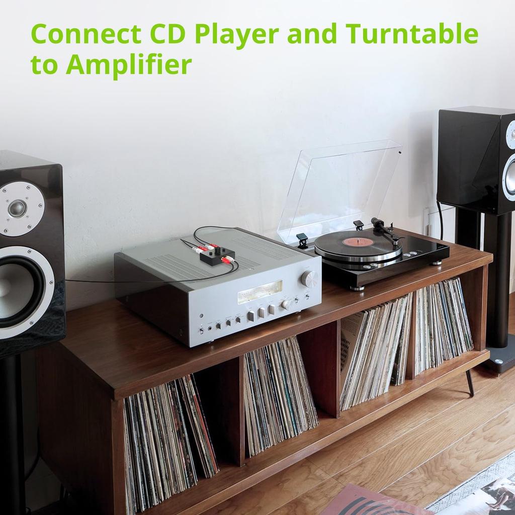 LiNKFOR Stereo Audio 2 Output 1 Bidirectional RCA Stereo Audio No Power Supply RCA Cable Compatible with DVD Stereo CD R/L Switcher, Inputs/1 /