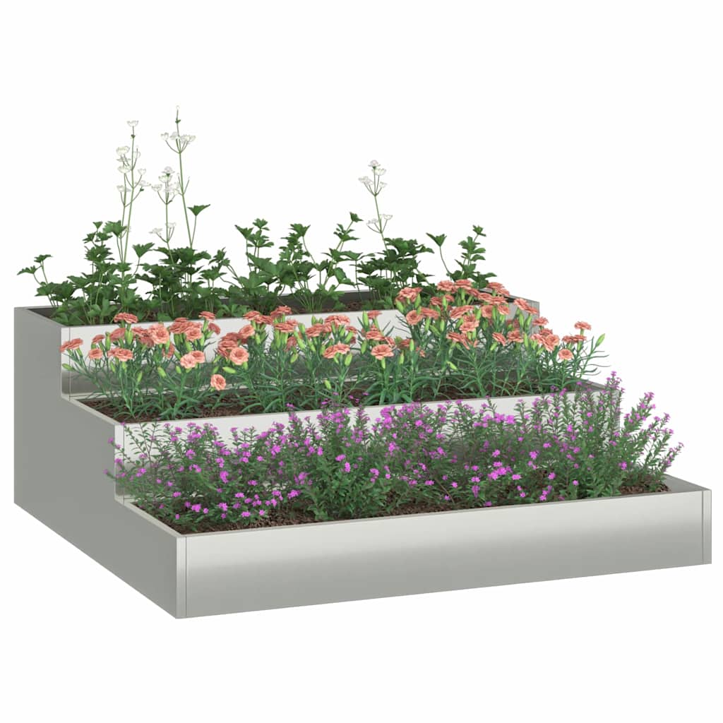 Garden Planter Silver 90 X 90 X 35 Cm Galvanized Steel