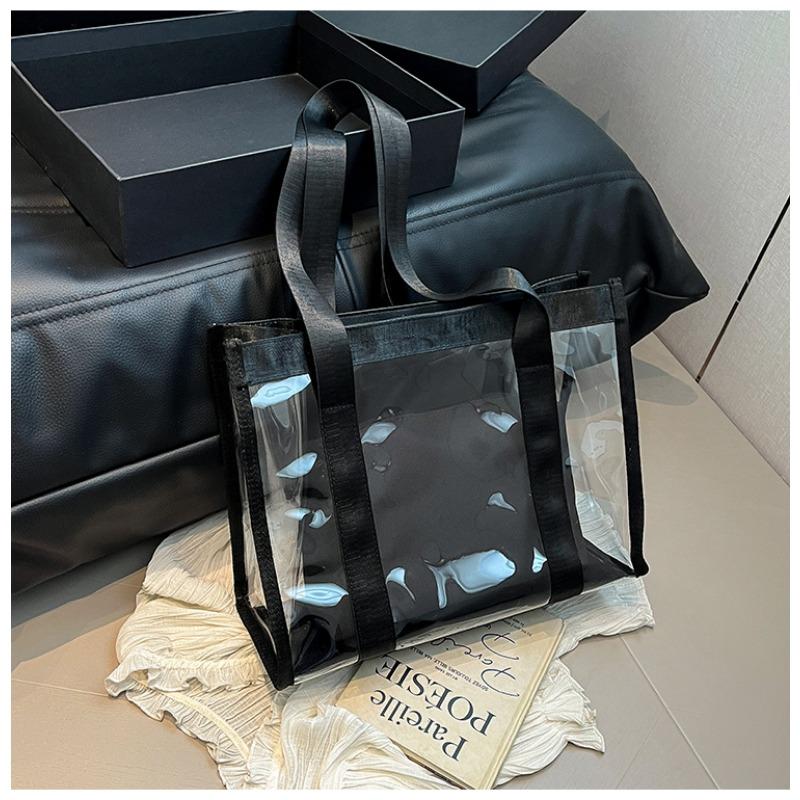 

Новая повседневная прозрачная сумка-желе, трендовая уличная сумка через плечо, сумка-тоут, дамская сумочка чёрный