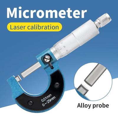 Kohlenstoffstahl Außenmikrometer Gewindeskala 0-25mm Mechanischer Mikrometer-Messschieber Handwerkzeug Praktisches Mikrometer Messgerät