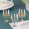 1Pair 1:12 Dollhouse Mini Table Candle Candlestick Christmas Scene Home Ornament Cake Candle Holder Decorating Doll House