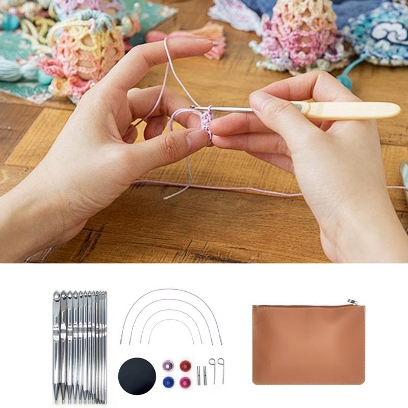 12Pcs Tunisian Crochet Hook Set for Beginner 3.0mm-10mm Interchangeable Tunisian Knitting Needle for Weaving Sweater Rug