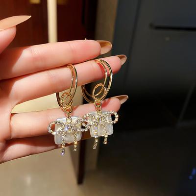 New Style Zircon Bow Earrings Temperament Diamond Earrings Pendant Women's Jewelry Wholesale