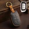 Premium Genuine Leather Key Fob Cover for Hyundai Elantra Tucson Santa Fe Flip Smart Key Shell