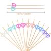 VV 100Pcs New Heart Cocktail Picks Toothpicks Skewers Bamboo Appetizer Sticks Decorations For Food Drinks Fruits Dessert