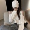 Vintage Off Shoulder  Tshirts For Woman Long-Sleeved T-Shirt Women's 2020 Korean Round Neck Loose Solid Color All-Match
