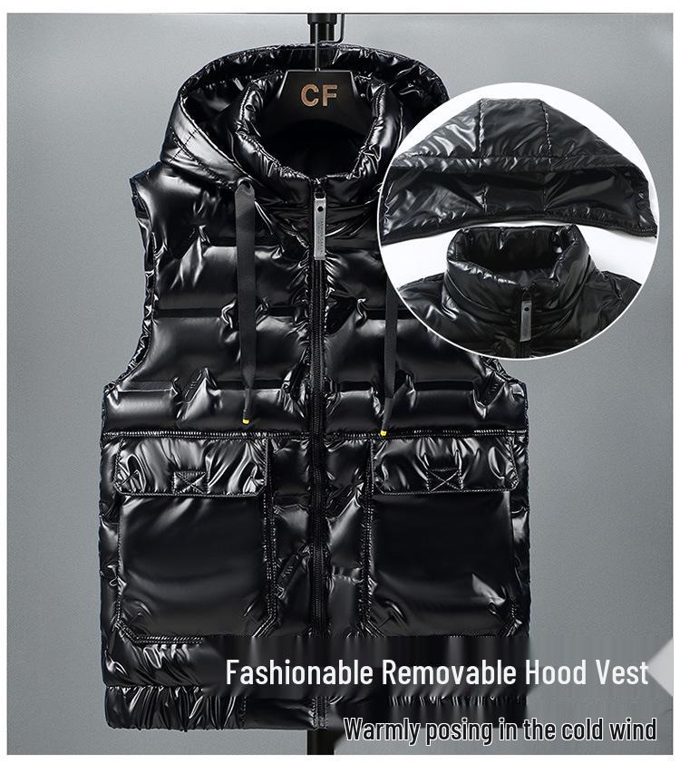 Men's Wash-free Down Cotton Vest: Warm Padded Gilet for Autumn and Winter, Plus Size Workwear.
