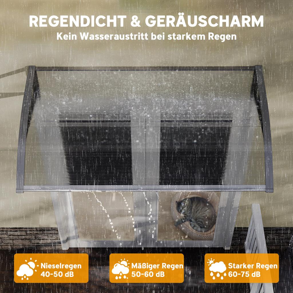 Front Door Canopy, Outdoor Awning, Rain Shelter, 110 X 60cm, Grey