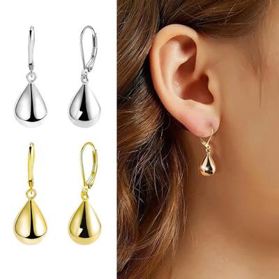1 Pair Women Hanging Earrings Water Drop Shape Polished Prom Party Earrings Holiday Birthday Gift Dangle Earrings Ear Jewelry