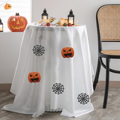 Tovaglia di Halloween Fantasma Bianca e Nera Tovaglia Spettrale Divertente e Spaventoso Accessorio per Tavolo da Pranzo per Feste Buffet di Dolci Sfondi per Foto
