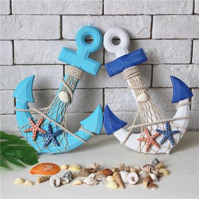 33cm Mediterraner Stil Holzbootanker Kreative Nautische Wanddekoration Handwerk Hängende Ornamente DIY Strandthema Heimdekoration