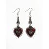Gothic Punk Red Rose Wings Heart Earrings