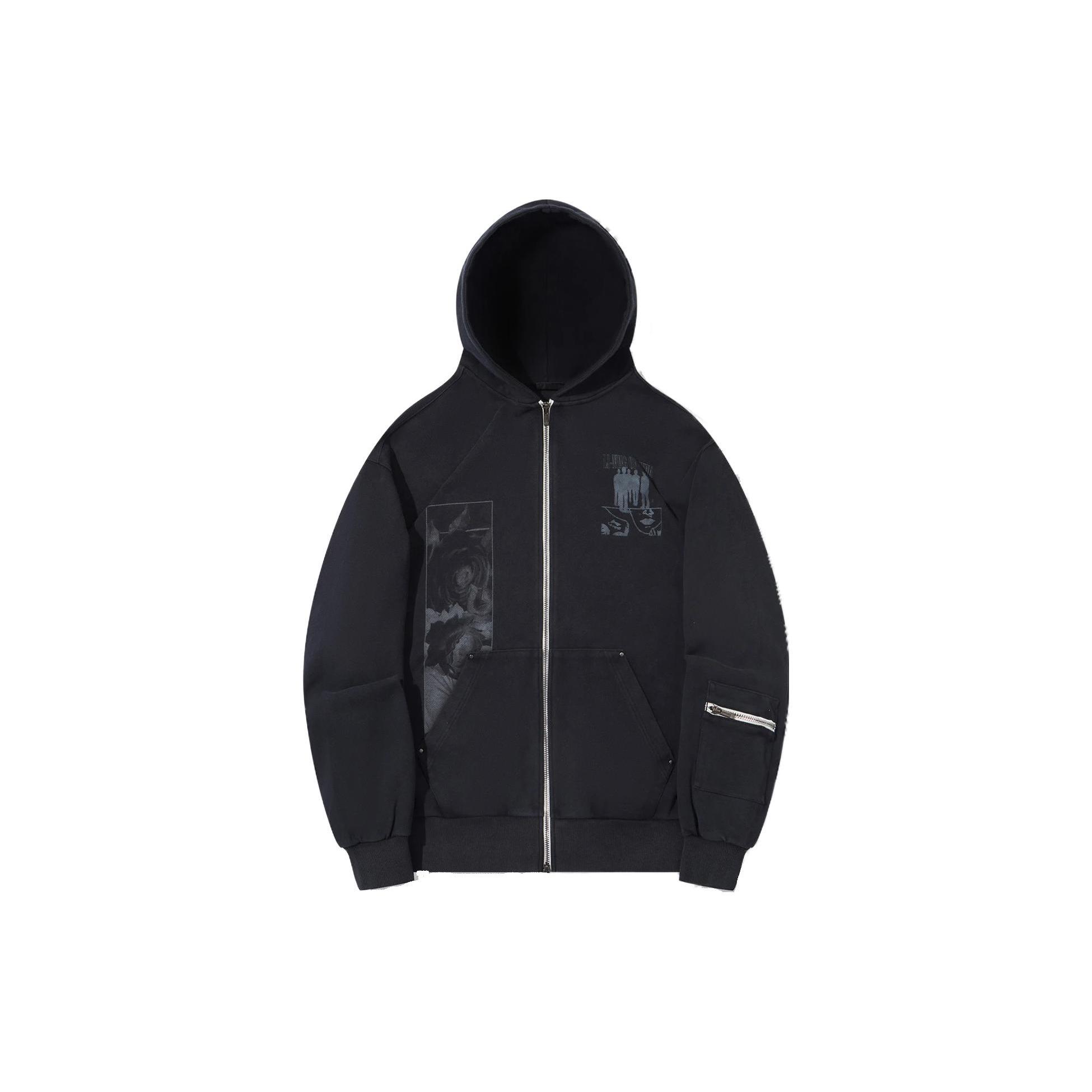 Li Ning X PLEASURES Sweatshirts Unisex Black Hooded Moderate Regular AWDTC03-1 L
