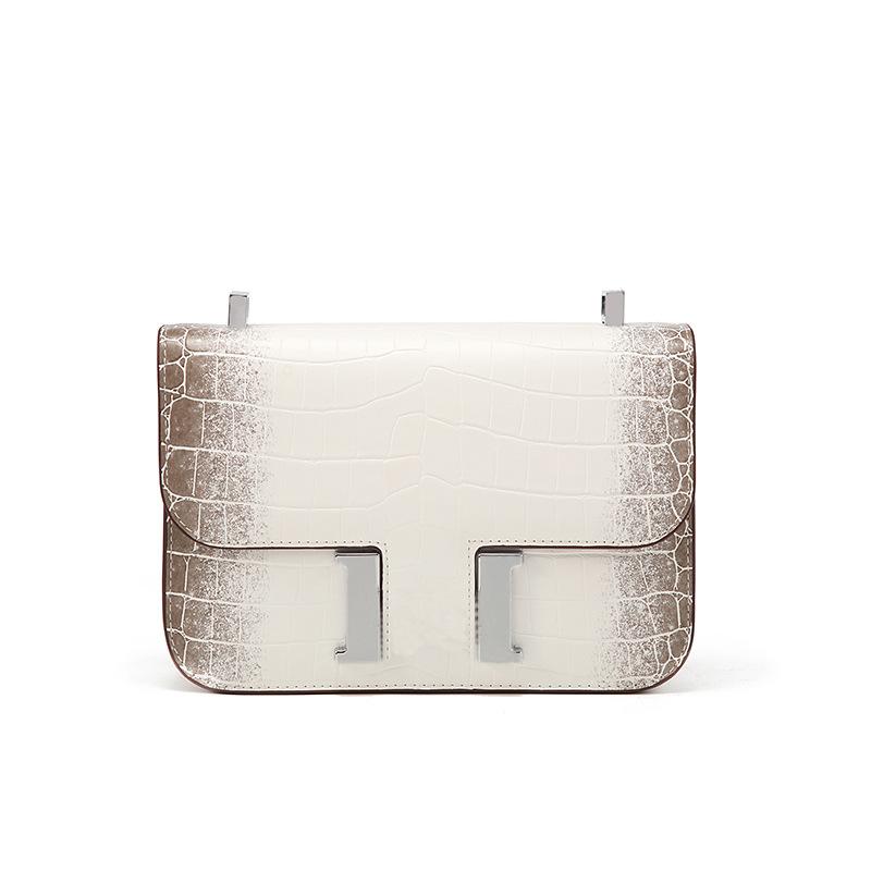 

Сумка Kangkang с H-образной пряжкой, с крокодиловым узором, сумка стюардессы, женская новая высококлассная наплечная сумка-мессенджер, сумка-коробка, сумка-тофу, фабрика 23-17-7cm