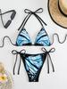 Butterfly Print Deep V Backless Bikini