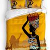 Capa de edredom de girafa mulher negra africana, conjunto de cama, capa de edredom têxtil para casa, fronhas, quarto, conjunto de cama de casal, sem lençol