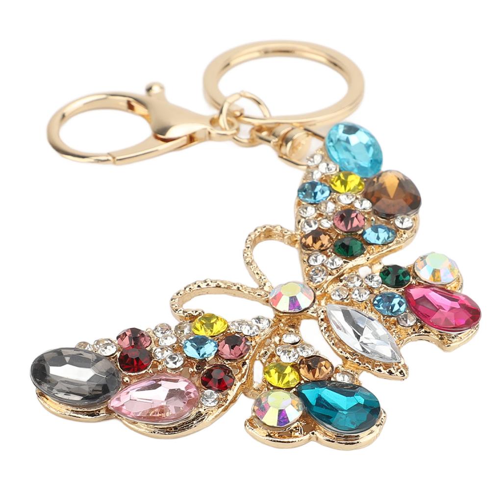 Kristall Schmetterlingsförmiger Schlüsselanhänger Schlüsselring Bling Niedlicher Strass Handtaschenanhänger für Frauen für Autoschlüsselanhänger Tasche Handtasche