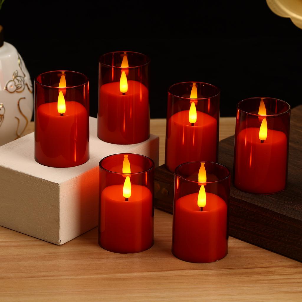 6Pcs Flameless LED Candle Lights Creative Wishing Led Tea Lamp Warm White Halloween Wedding Christmas Decoration Candle Light