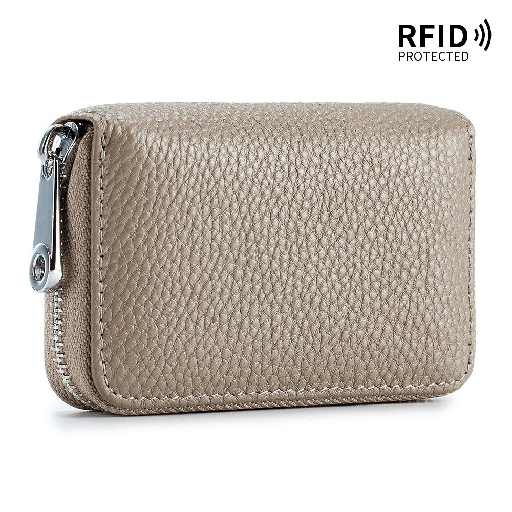 Card bag organ zipper men's cowhide rfid anti-theft brush magnetic women's card holder