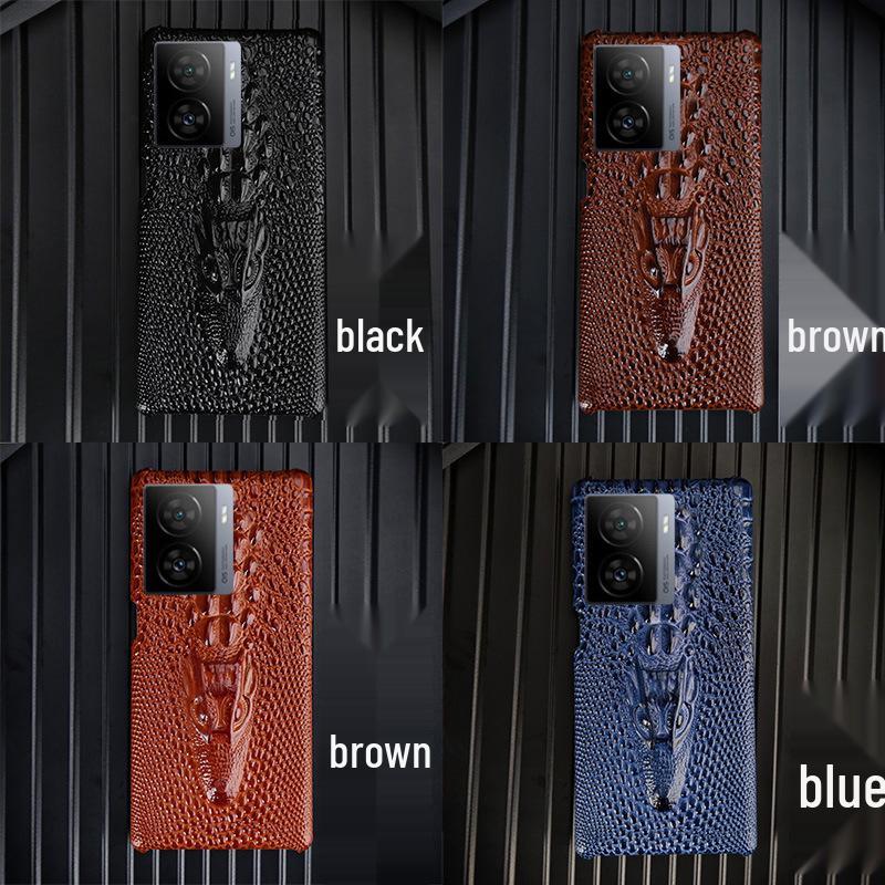 

Роскошный чехол из коровьей кожи с узором в виде головы дракона для iQOO Z5X - Высококлассная защитная накладка iQOO Z5 коричневый