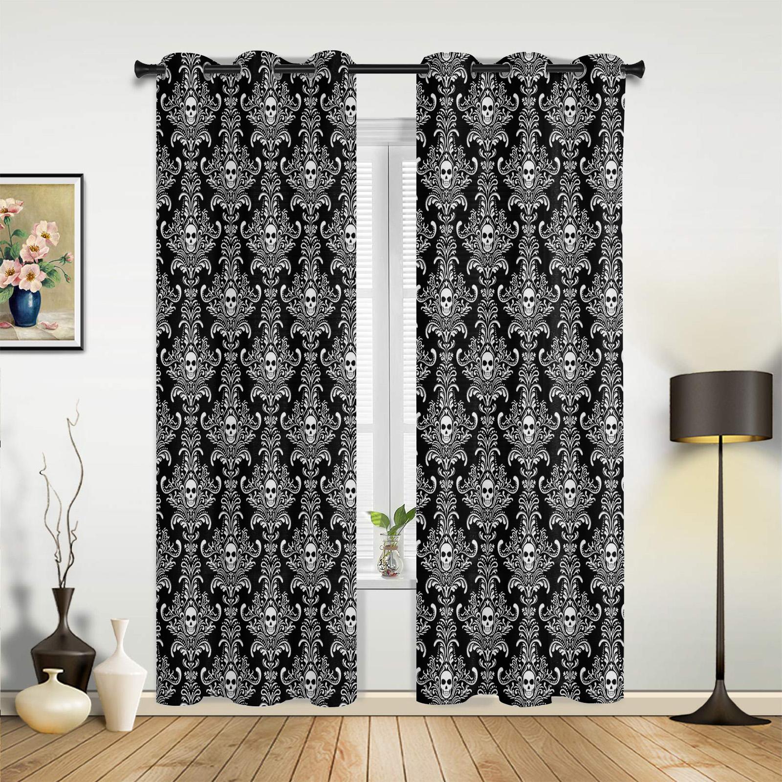 Schedel Muur Horror Gordijnen voor Slaapkamer Woonkamer Draperieën Keuken Kinderkamer Raamgordijn Moderne Huisdecoratie 135W x 92H(cm) x1