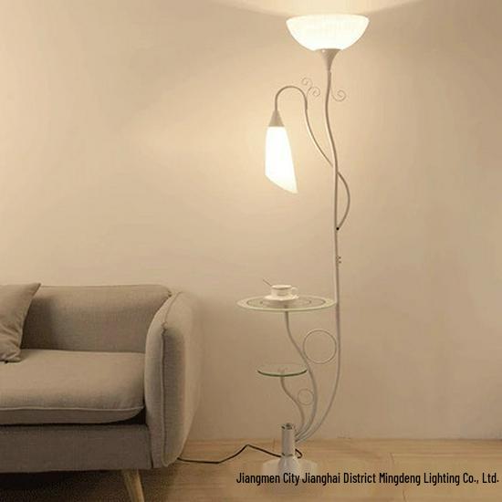 Nordic Modern Minimalist Floor Lamp with Remote Control and Coffee Table Storage for Bedroom, Living Room, or Bedside