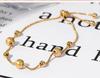 Gold Plated Titanium Steel Women's Adjustable Frosted Bead Bracelet - Light Luxury, Fade-Resistant Hand Jewelry