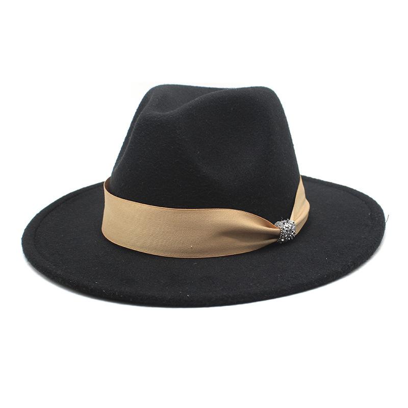 British Woolen Hat Women'S Spring Wide Brim Flat Top Internet Celebrity French Top Hat Flat Edge Imitation Wool Camel Jazz Hat