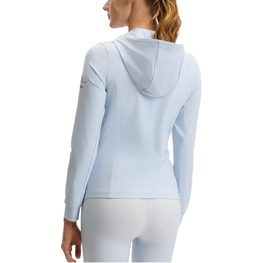 Fila Fitness Logo Knitted Hooded Long Sleeve Jacket Women Jackets Sky-Blue A11W521503F-LB