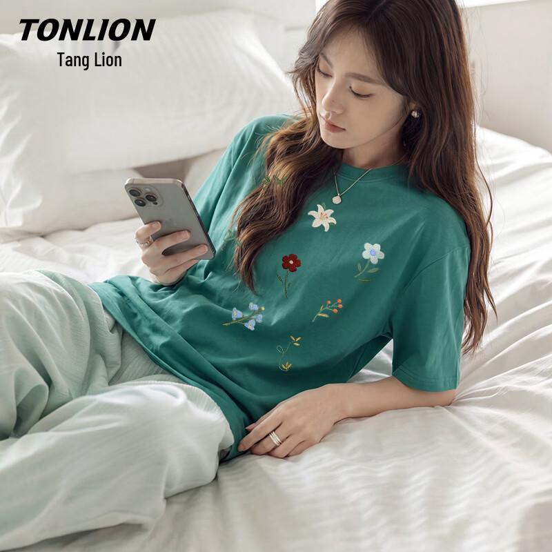 TonLion Women s Floral Print Cotton T-shirt 2XL