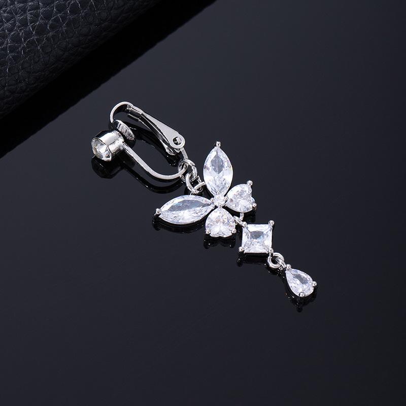 Color Zircon Spiral Piercing Navel Nail Color Butterfly Wind Navel Clip Rabbit Navel Buckle