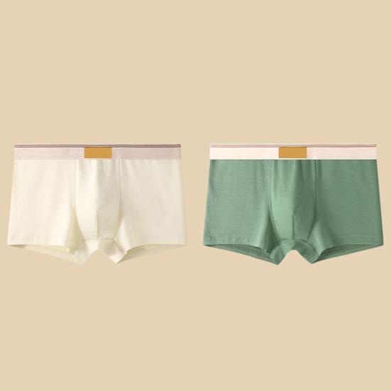 Men Boxer Underwear Mid-rise Wide Elastic Waistband Patchwork Color U-Convex Shorts Briefs Breathable Panties