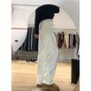 Fleece thickened white jeans women's autumn and winter new pear-shaped loose and thin straight trousers