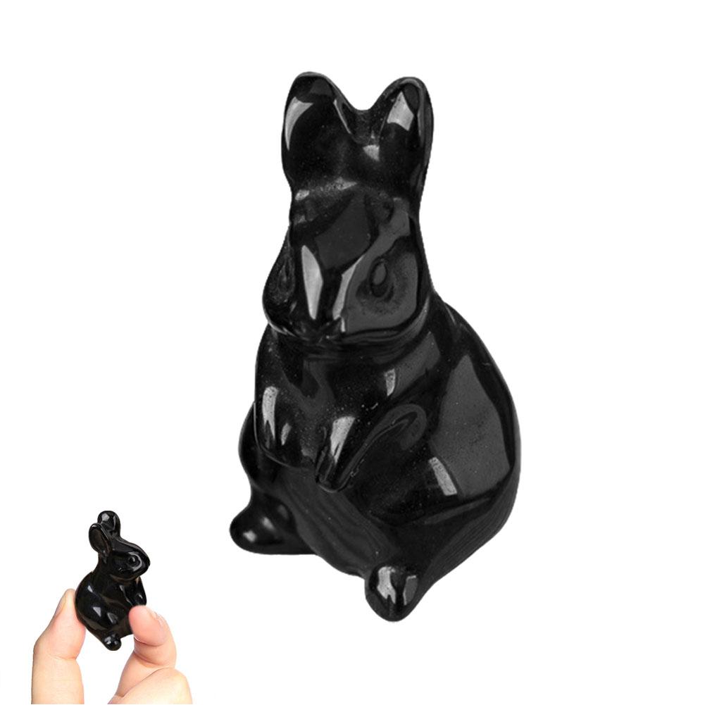 Natural Stone Carved Bunny Figurine Healing Crystal Amethyst Energy Quartz Animal Statue Chakra Carved Bunny Animal Figurine