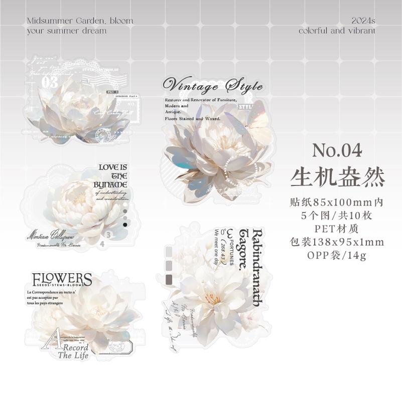 

4 styles 10 pcs Summer garden series Floral plant theme collage sticker Scrapbooking Material Diary Album Junk Journal Supplies