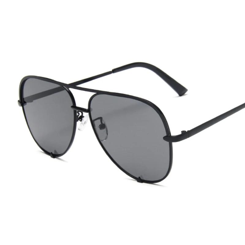 Vintage Black Pilot Sunglasses Women Men Luxury Brand Designer Sun Glasses Female Big Frame Gradient Fashion