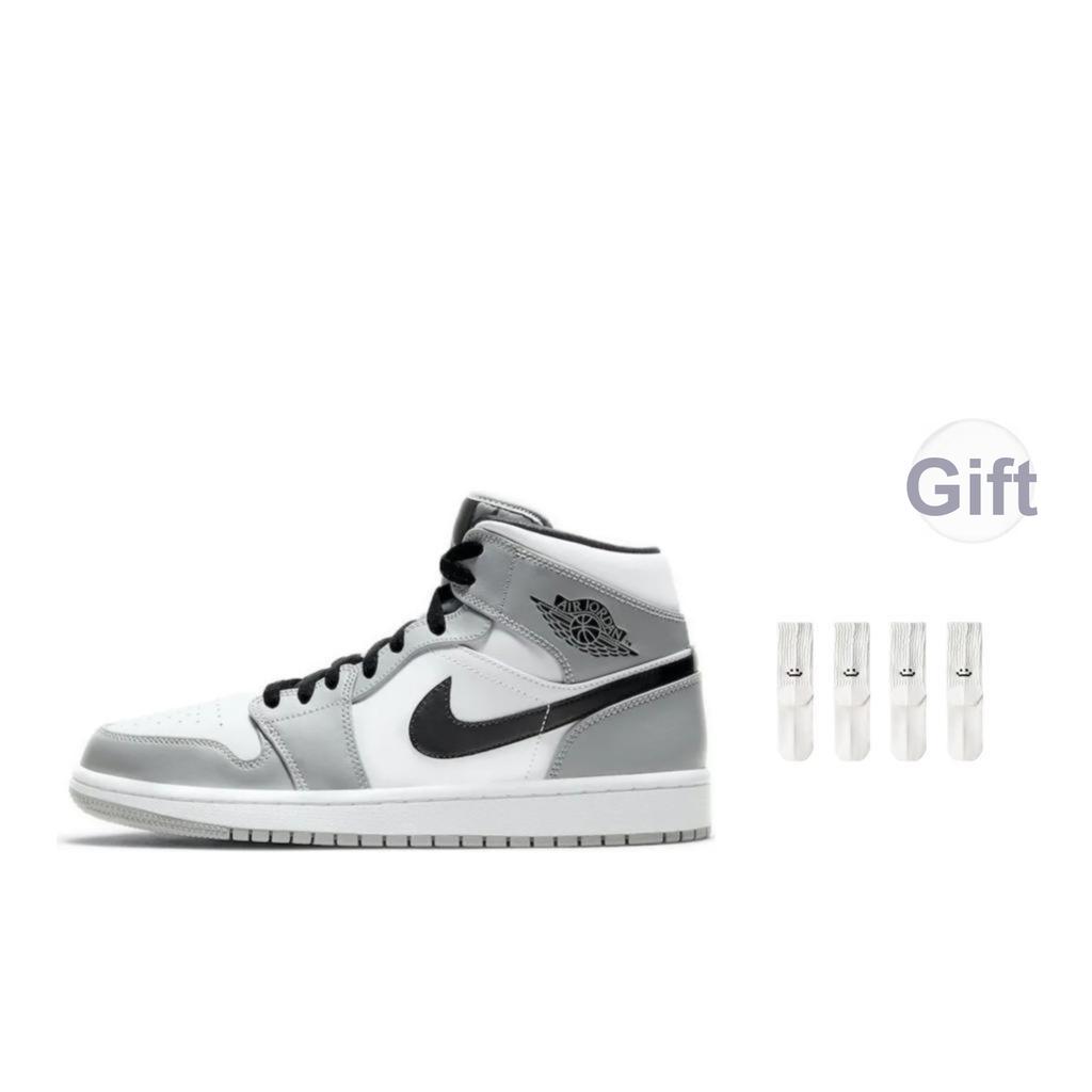 Air Jordan 1 Mid Smoke Grey Men Sneakers Light-Smoke-Grey Black White 554724-092