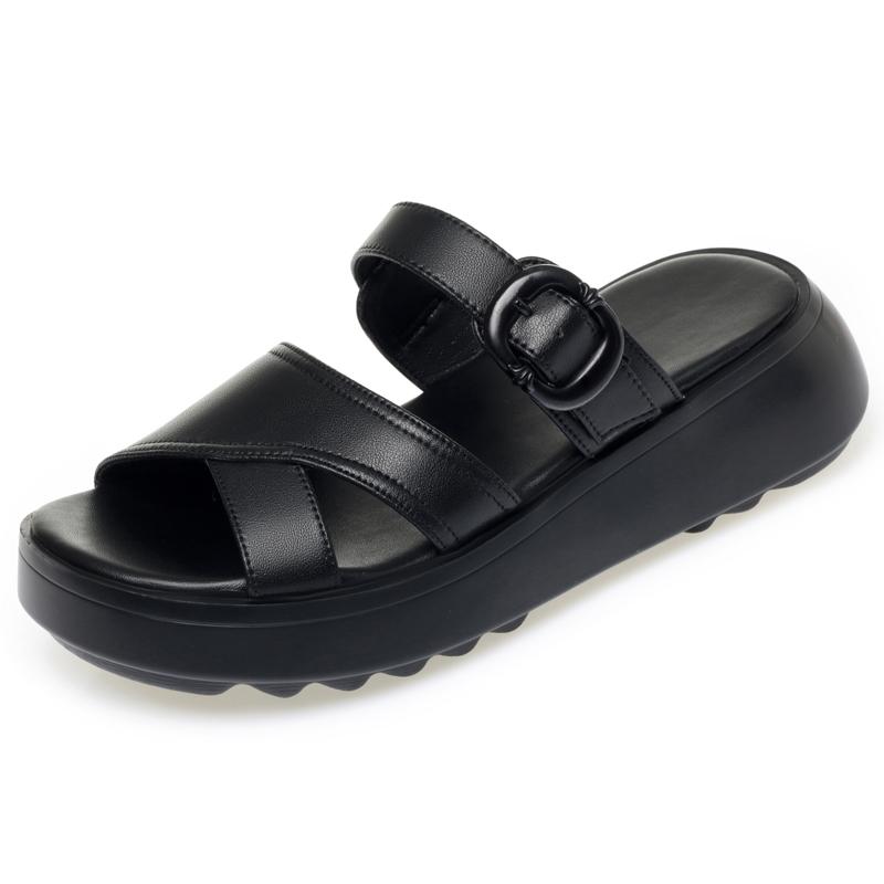 

Fashion AIYUQI Women s Slippers 2025 New Platform Non-slip Roman Female Slippers Large-size Summer Beach Shoes For Women 42 чёрный