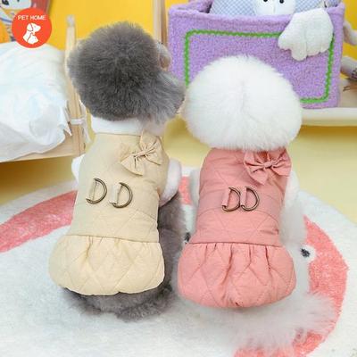 Gemütlicher, stilvoller, warmer Hundemantel, wasserdicht, reflektierend, mit Fleece gefüttert, mit Schleifendekoration, tragbare Traktionsring-Haustier-Winterjacke