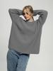 Solid color crew neck sweater European and American spring and autumn loose knitted sweater Ins pullover sweater women