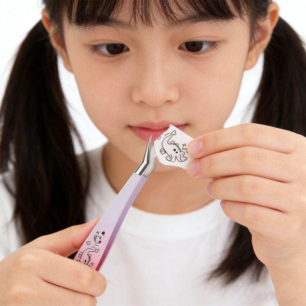 Stainless Steel False Eyelash Tweezers Anti-static Eyelash Curler Extensions Grafting