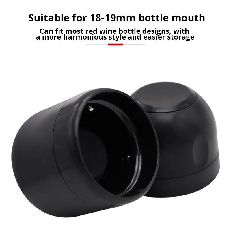 2pcs Black Vacuum Red Wine Bottle Cap Stopper Silicone Sealed Vacuum Retain Freshness Wine Plug Bar Kitchen Tools Bottle Stopper