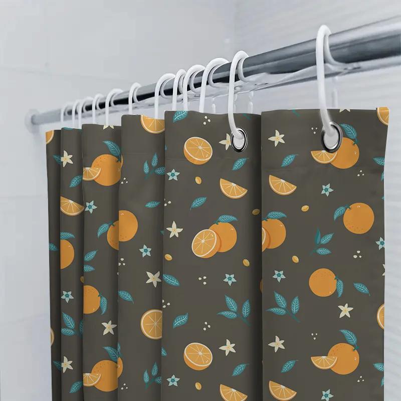 Fruit Pattern Shower Curtain Waterproof Bathroom Decorations Waterproof Fabric Bath Rug Sets Home Decor Shower Curtains With Hoo