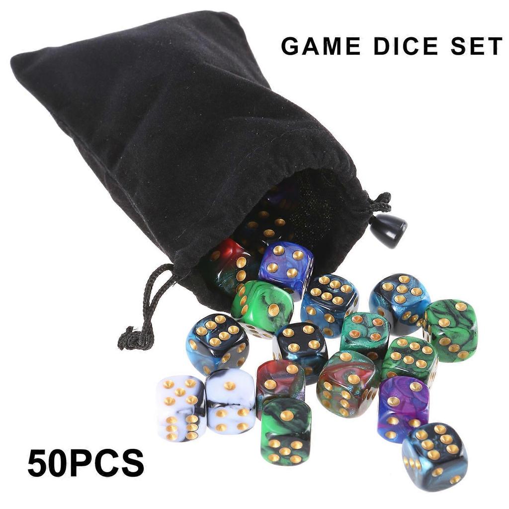 50Pcs Unique Acrylic Double Color Dices Round Corner Role Playing Dices 6 Sided Table Game Dices Smooth Surface