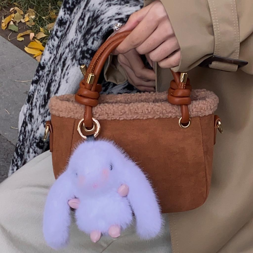 Frosted Plush Small Square Bag Women's 2025 New Fashion Texture Plush Bag Foreign Style Simple Commuting Portable Messenger Bag